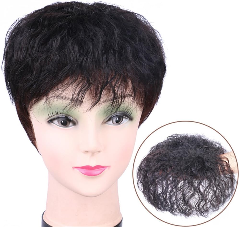 Human Hair Short Curly Toppers Clip In Crown Hairpiece Nature Look Wiglet Top Closure for Women Cover White Thin Hair by Remeehi 6" in Length Machine-made 7 * 10cm Dark Redish Brown - Image 5