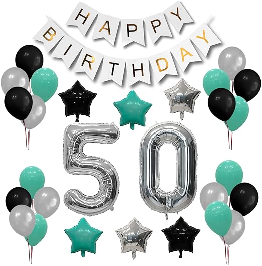 Amazon Com Turquoise 50th Birthday Decorations Happy Birthday