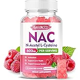 MEENCCD NAC Gummies, N Acetyl Cysteine 600mg, NAC Supplement for Antioxidants & Immune Support, Sugar-Free, Natural Raspberry Flavor, 60 Count