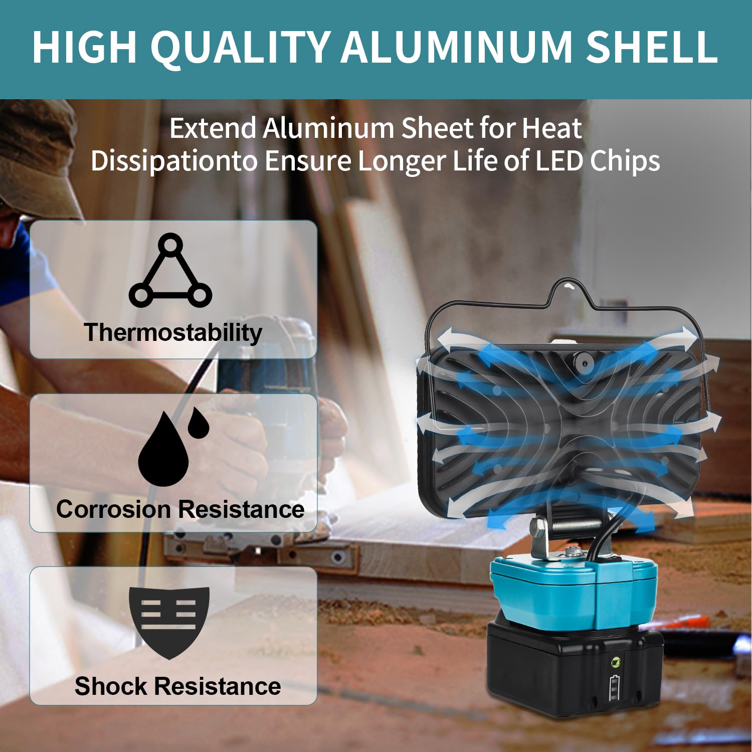 Lampe für Makita 14,4V-18V LXT (Kein Akku), Hell Baustrahler Taschenlampe Light Tragbares LED-Licht für Makita Battery, Arbeitsleuchte Flutlichter Zubehör für Baustellen,Autoreparaturen,Camping 4