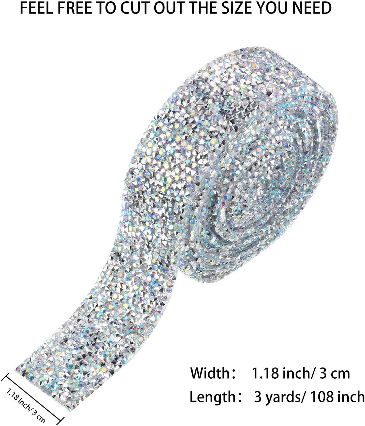 Crystal Rhinestone Ribbon 3 Yards Diamond Sparkling Bling Ribbons Roll Banding Belt Wrap for