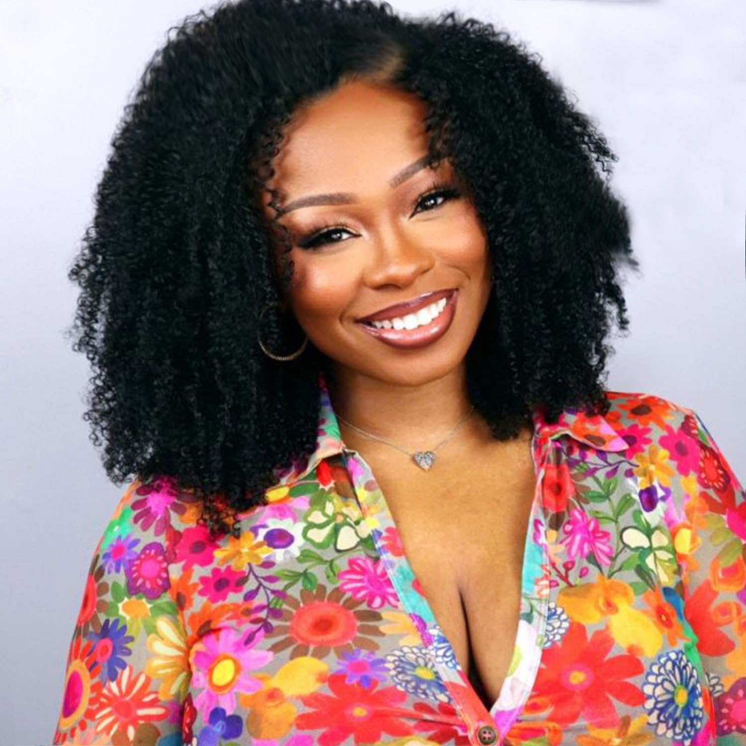 180% Density Wig Human Hair For Women Curly Human Hair Wigs Kinky Curly Human Hair Wigs For Black Women 100% Brazilian Virgin Human Hair Glueless Wigs None Lace Front Afro Wigs Natural Black 18 Inch