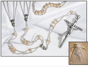 Amazon Com Beautiful Mother Of Pearl Ladder Lasso Bead Rosary Each Comes With An Organza Gift Bag Everything Else