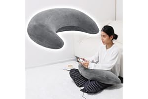 Shinnwa Gaming Pillow for Lap, Memory Foam Reading Pillow, Sitting in Bed or Sofa, Ergonomic U-Shaped with Elbow Rest, Reduce