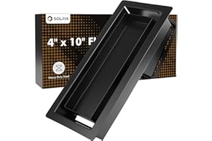 SOLRIX Floor Registers 4x10, Black Flush Floor Vents Heavy Duty Steel Floor Registers Walkable Floor Register Vent Unadjustab