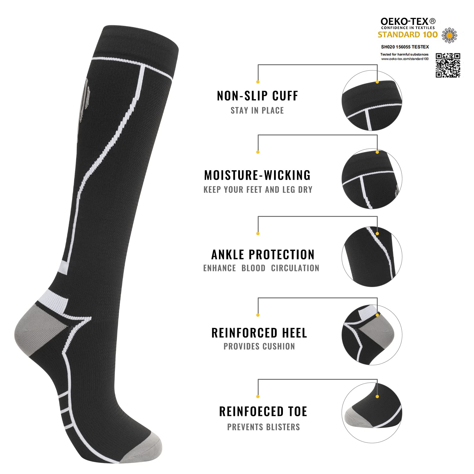 Compression Socks for Women Men Circulation Knee High 8 Pairs for Nurses, Running, Travel, Athletic