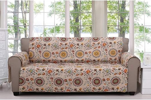 Amazon Com Mn 1 Piece White Red Floral Theme Sofa Protector