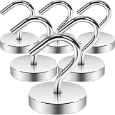 Neosmuk Magnetic Hooks Large Opening,80lb+ Cruise Hooks,Silver,6 Pack | Cruise Ship Essentials, Heavy Duty Magnet Hooks for Cruise Cabins, Refrigerator, Grill Extra Strong Must-Haves
