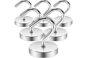 Neosmuk Magnetic Hooks Large Opening, Cruise Ship Essentials, 80lb+ Heavy Duty Magnetic Hooks for Cruise Cabins, Refrigerator, Grill, Hanging, and Travel | Extra Strong Must-Haves Magnet Hook,Silver
