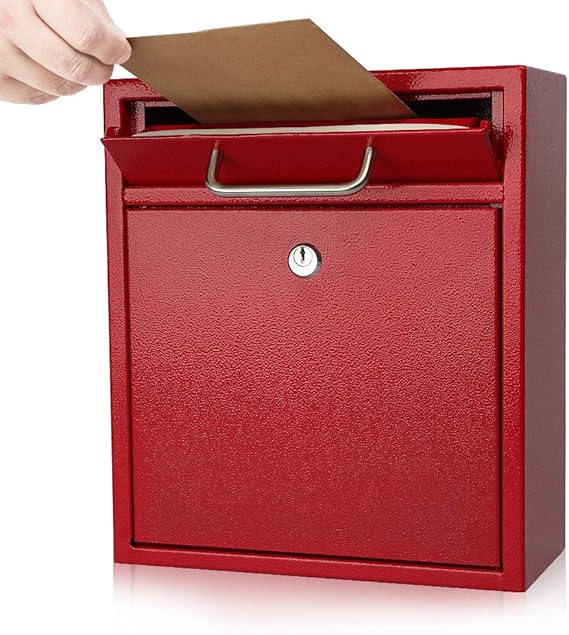 KYODOLED Steel Key Lock Mail Boxes Outdoor, Locking Wall Mount Mailbox