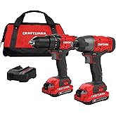 CRAFTSMAN V20 MAX Cordless Drill Driver and Impact Driver Set, Power Tool Set with 2 Batteries and Charger, LED Work Light, 2 Bits, Bag (CMCK200C2)
