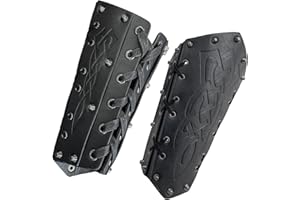 HiiFeuer Medieval Embossed Arm Bracers, Retro Faux Leather Knight Arm Gauntlets, Vintage Arm Guards