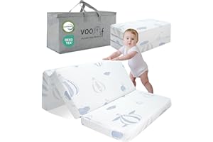 voomf Trifold Pack and Play Mattress - 38"x26" Pack N Play Mattresses Pad with Breathable Removable Cover - High Density Foam Foldable Portable Baby Crib Mattress 2Inch