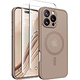 CAPRARO Magnetic Compatible with iPhone 16 Pro Case, Upgraded [Full Camera Protection] [Compatible with MagSafe] Protective Translucent Matte Women Girl Phone Case Cover, Withered Brown