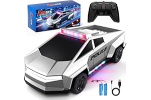 Tecnock RC Truck for Kids, 1:18 Scale Police Remote Control Truck with LED Lights, 2 Rechargeable Batteries, 2.4GHz All-Terra