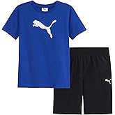 PUMA boys 2 Piece Set, Short Sleeve Crewneck T-shirt & Matching Short