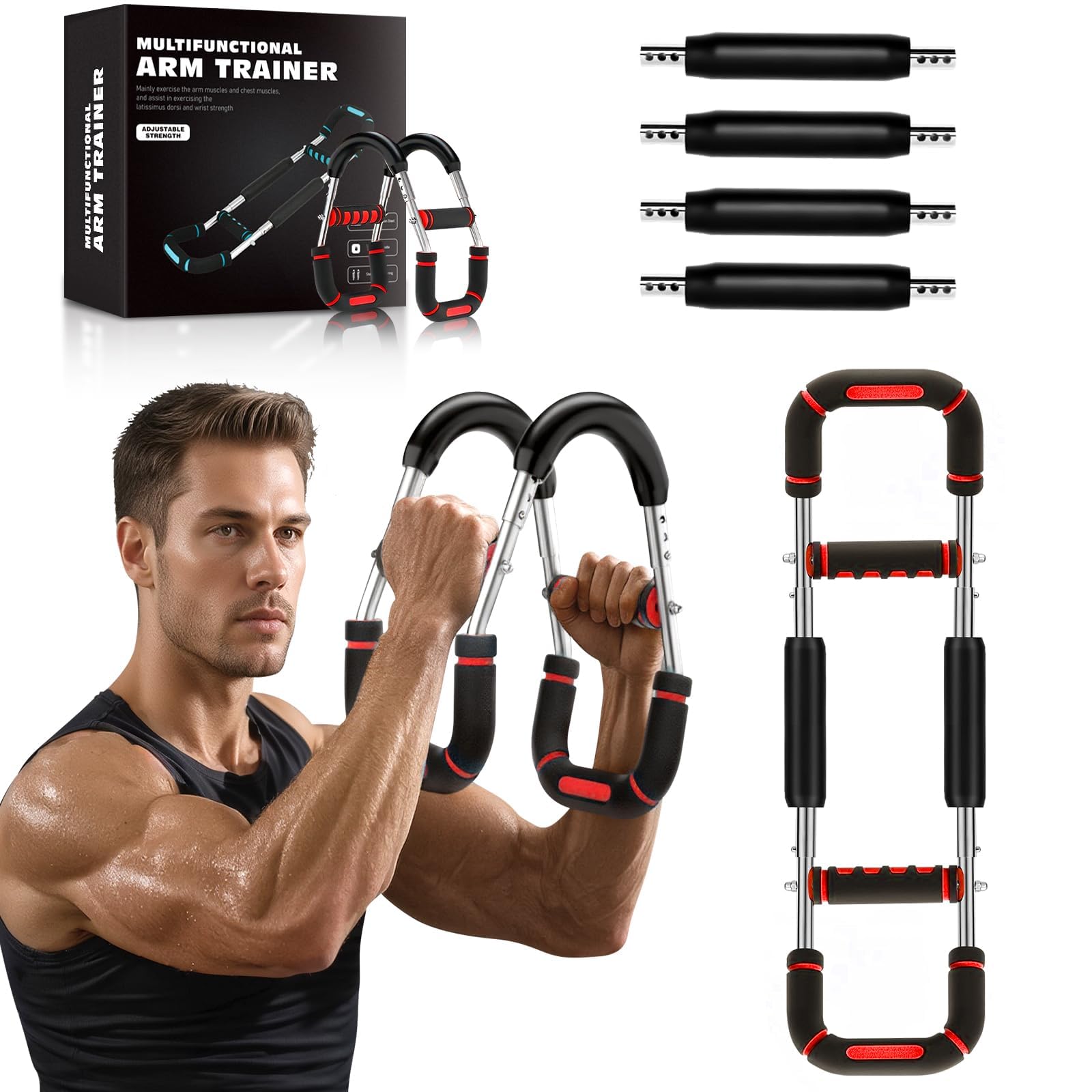 Photo 1 of Twister Arm Trainer Adjustable 6 Resistance Levels(60-150lbs) Twister Arm Chest Exerciser with 4 Springs for Men & Women, Portable Body Workout Equipment, Detachable Design Fitness Home Anywhere