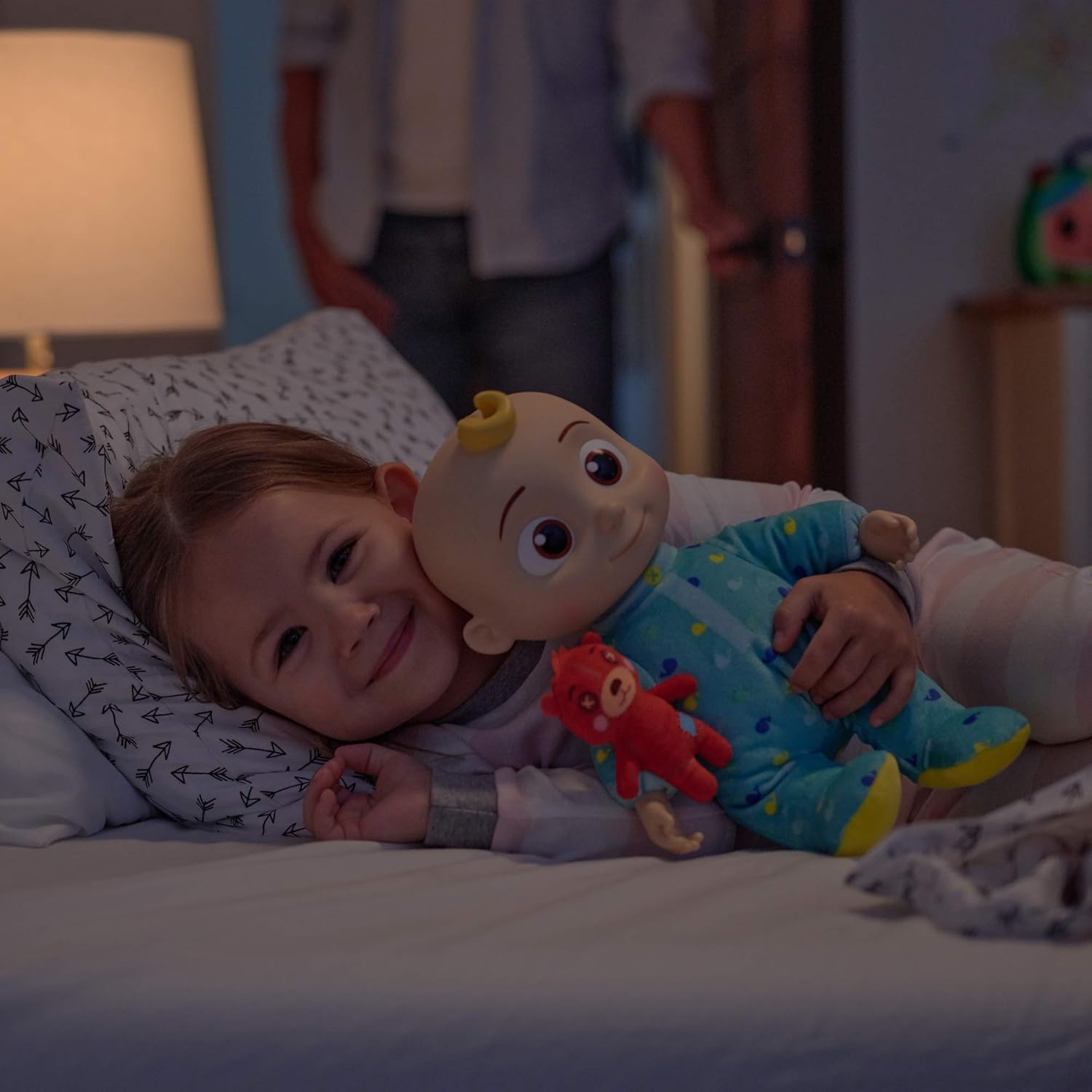 Cocomelon Musical Bedtime JJ Doll, with a Soft, Plush Tummy and Roto Head – Press Tummy and JJ Sings ‘Yes, Yes, Bedtime Song,’ Includes 1 Small Pillow Plush Teddy Bear – Bedtime Toys for Babies: Toys & Games