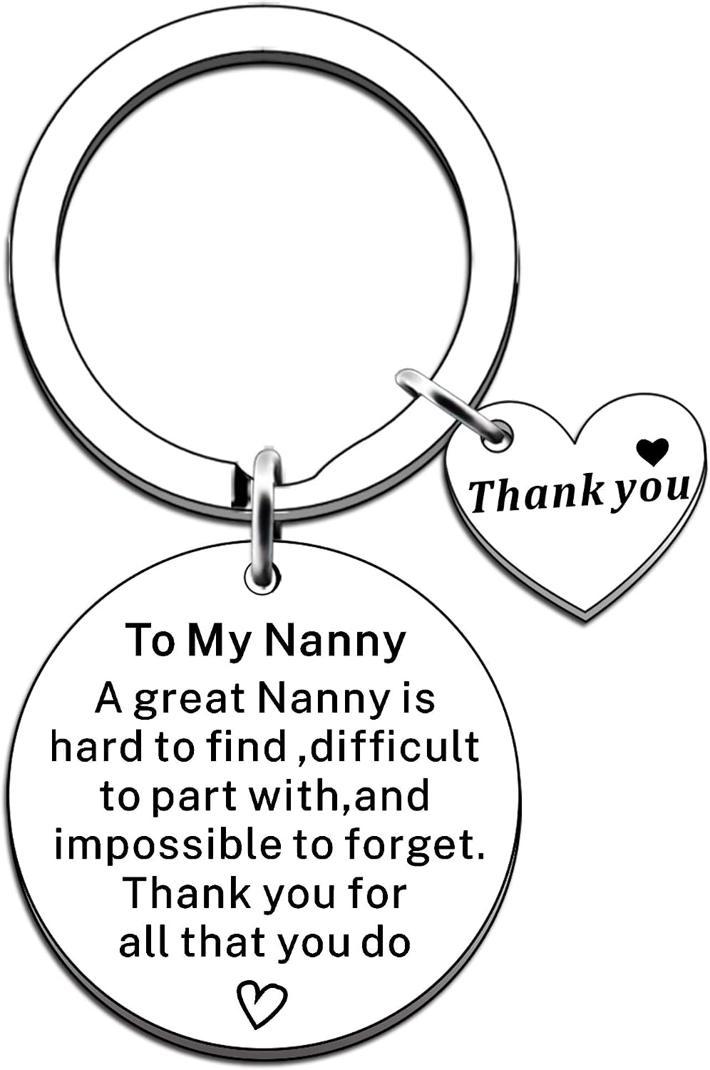 JMIMO Nanny Gifts Best Nanny Keyring Birthday Christmas Mothers Day Gifts For Nanny Babysitter, Silver