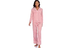 Serenedelicacy Women's Satin Pajama Set Long Sleeve Button Down Sleepwear 2-Piece Silky Pj Set