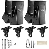 ABUSA Heavy Duty Swing Sets Brackets Including 2 Black A-Frame Swing Set Brackets and 4 Black Swing Hangers for Playground Equipment Mounting Parts Hardware Included (Black)