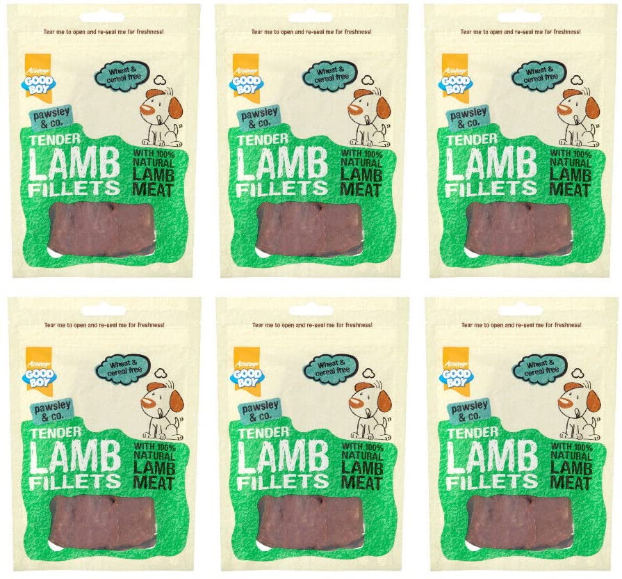 6 PACK GOODBOY LAMB FILLETS 100% NATURAL LAMB MEAT DOG TASTY CHEW TREAT 80G