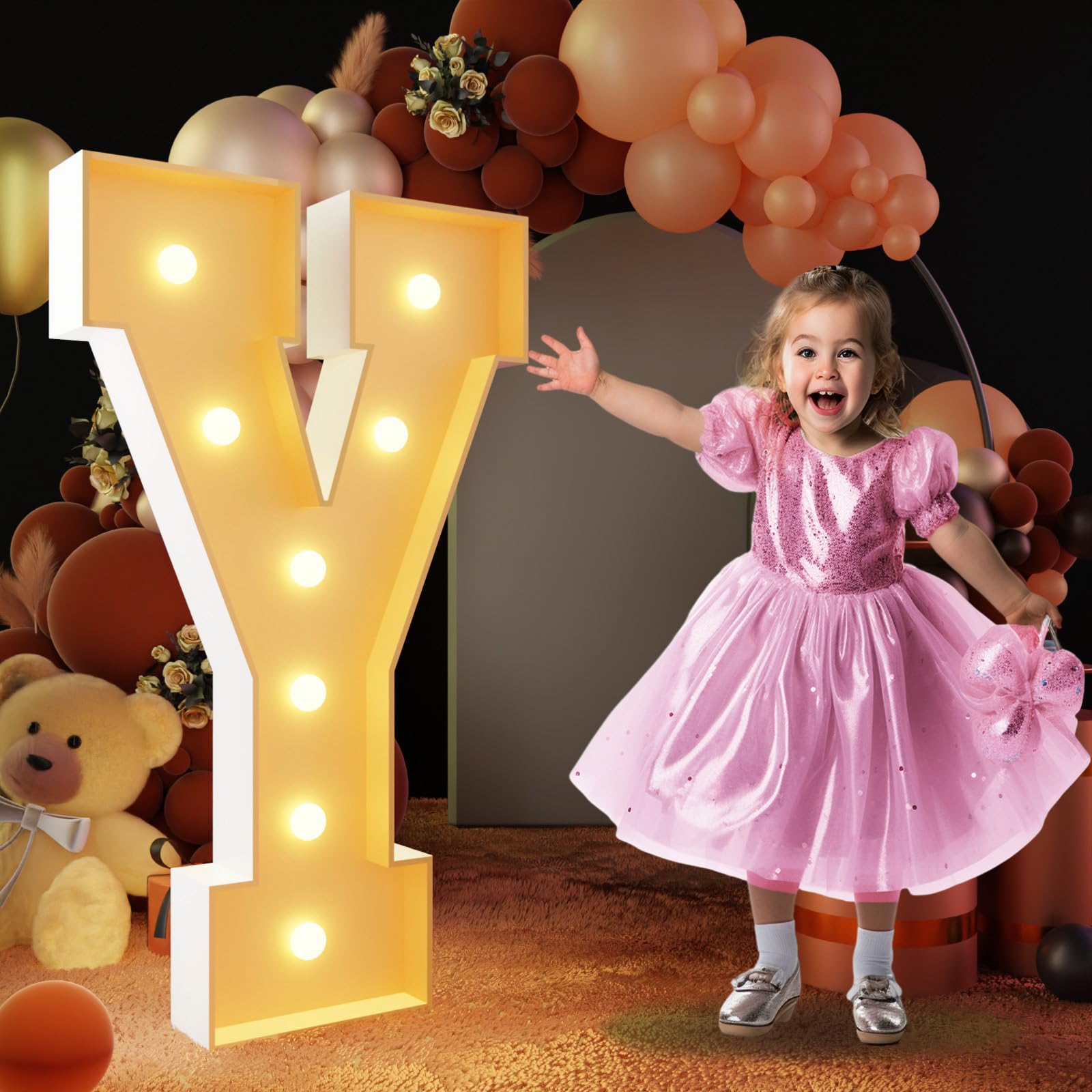 Photo 1 of *Check clerks note* imprsv 3FT Block Marquee Letters, Light Up Letters for Birthday Baby Shower Party Backdrop Decor, Large Light Up Y for Wedding Decorations Engagement Party Decorations