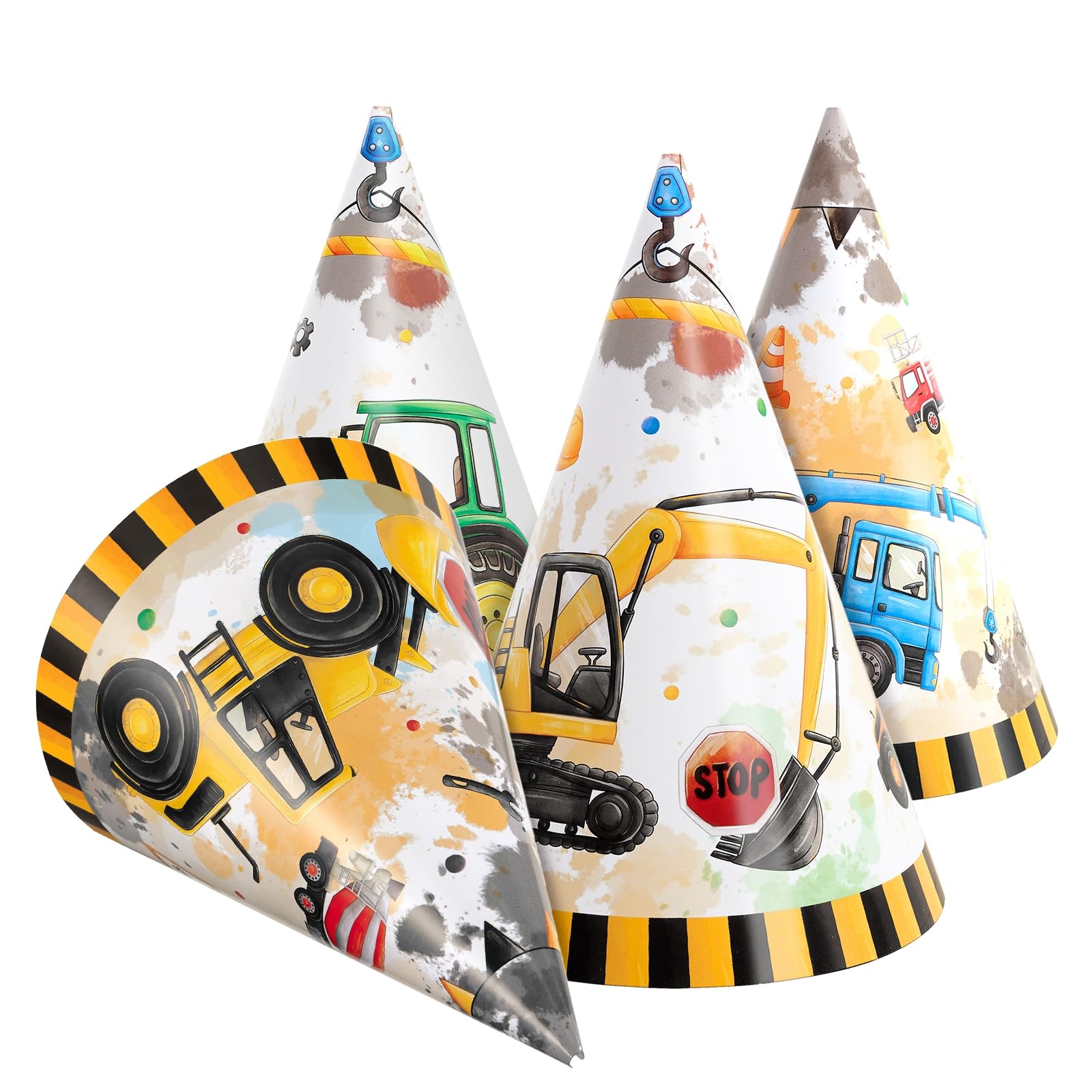 WERNNSAI 12 Pcs Construction Party Hats - Construction Birthday Party Supplies Truck Birthday Hats Building Themed Headbands for Celebrations and Events