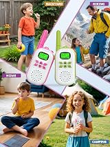 Inspireyes Kids Walkie Talkies 2 Pack Rechargeable 3-12 Years Pink Green view 5