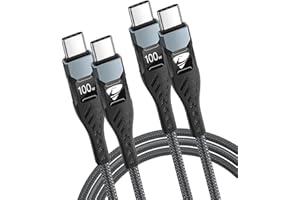 AIONEUS USB C to USB C Cable,100W USBC to USBC [2-Pack 6FT] USB Type C Fast Charging Cable Braided USB C to C Charger Cable Cord for iPhone 15 Pro Max, Samsung S24/S23 Ultra, MacBook, iPad Pro Air, Pixel