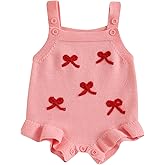 SAYOO Baby Girl First Birthday Outfit Knitted Romper Bodysuit Bow One Embroidery Sweater Romper Infant Cake Smash Outfit