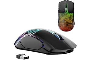 FFJ Master02 Wireless Gaming Mouse, 12000 DPI, Tri-Mode 2.4G/USB-C/Bluetooth 5.3 Gaming Mouse, Python Skin Texture RGB Backlit, 6 Programmable Buttons, 75Hr Battery Life for PC, Mac, PS5, XBOX - Black