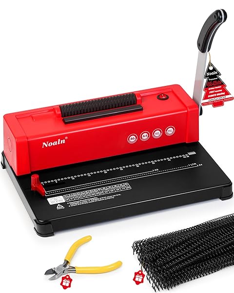 46-HOLE BINDING MACHINE SPIRAL COIL BINDER RED,DIY BOOK...