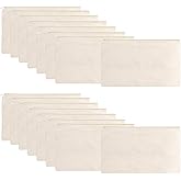 meekoo 16 Pack Blank Canvas Pouch Zipper Cosmetic Bag Bulk Plain Makeup Pouch Sublimation DIY Craft Multipurpose Travel Toiletry Bag for Makeup Cosmetic Stationary Storage Organizer(S,Beige)