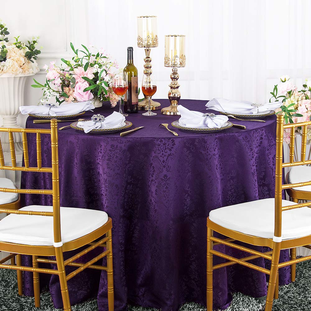 Best 108 inches round table cloth eggplant