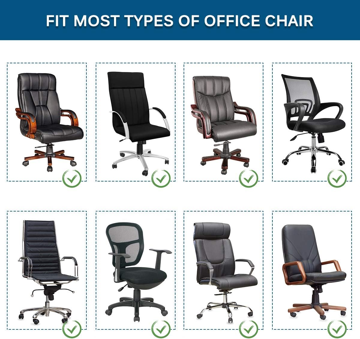 CAVEEN Office Chair Cover Computer Chair Universal Boss Chair Cover Modern Simplism Style High Back Large Size (Chair not Included) Black Large: Home & Kitchen