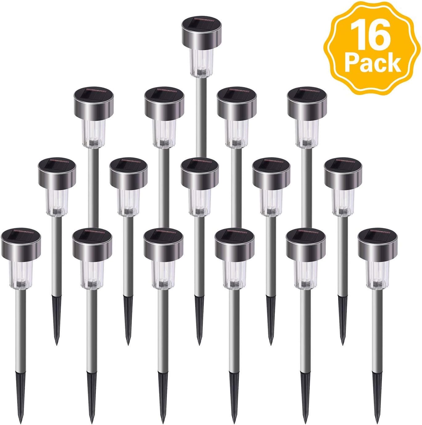 Solar Lights Outdoor, 16 Pack Stainless Steel Outdoor Solar Lights