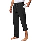 MIVEI Men's 30" 34" 36" Cotton Yoga Sweatpants - Athletic Casual Lounge Open Bottom Straight Leg Loose Pants Zipper Pockets