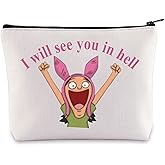 WZMPA Louise Belcher Cosmetic Bag BLouise Belcher Fans Gift I Will See You In Hell Louise Belcher Makeup Zipper Pouch Bag For Cartoon Lover (In Hell)