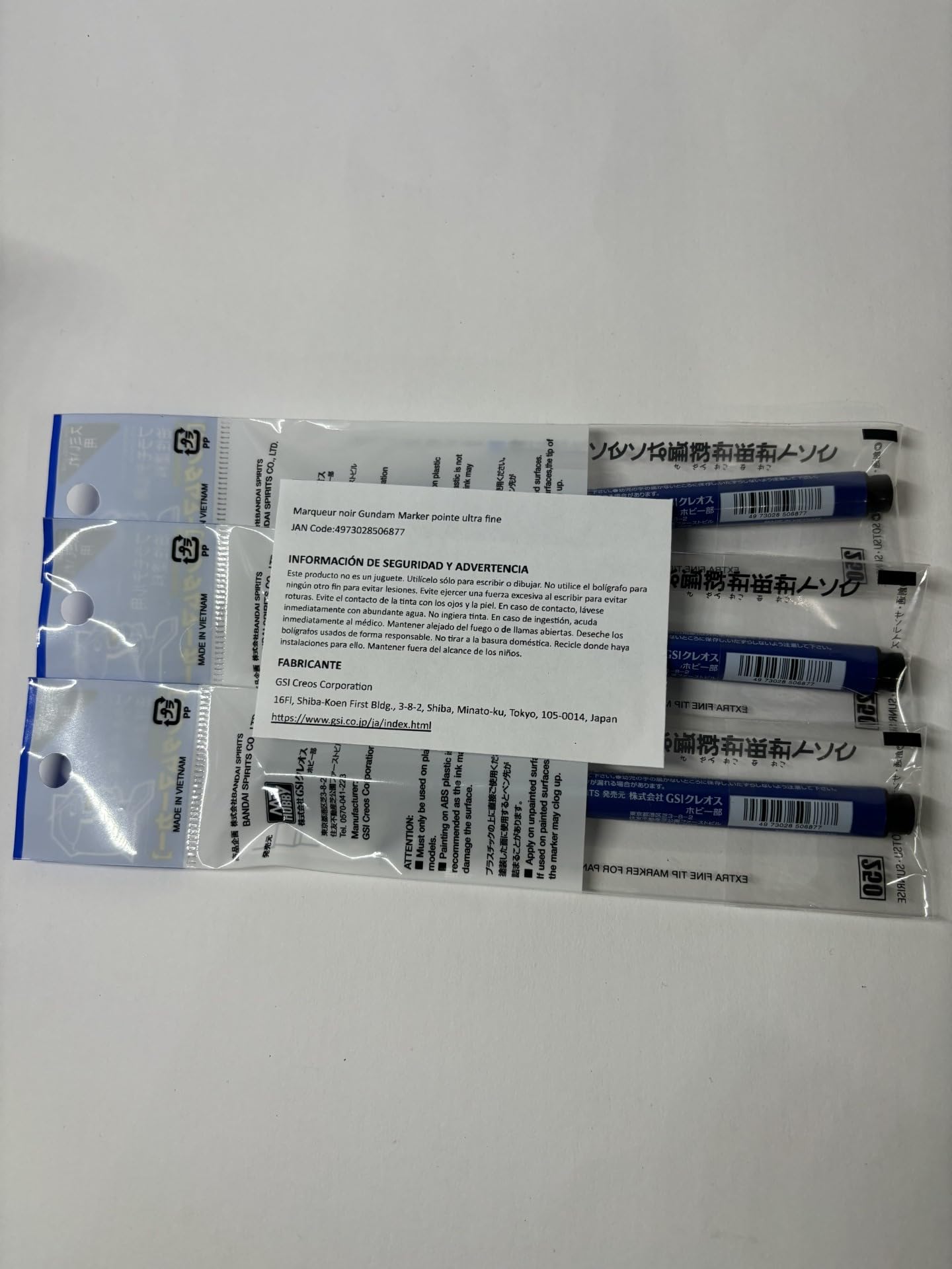 [Set of 3] Gundam Marker Sumi-ire Black Ultra Fine Type GM01 GSI Creos