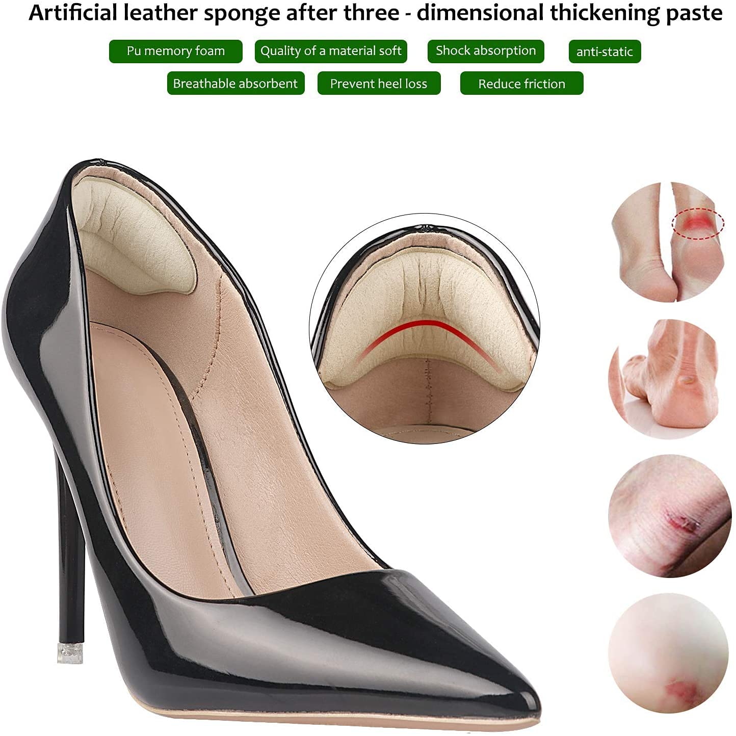 Heel Grips Liner Cushions Inserts for Loose Shoes, Heel Pads Snugs for Shoe Too Big Men Women, Filler Improved Shoe Fit and Comfort, Prevent Heel Slip and Blister (Pale Apricot+Black(6 Pairs))