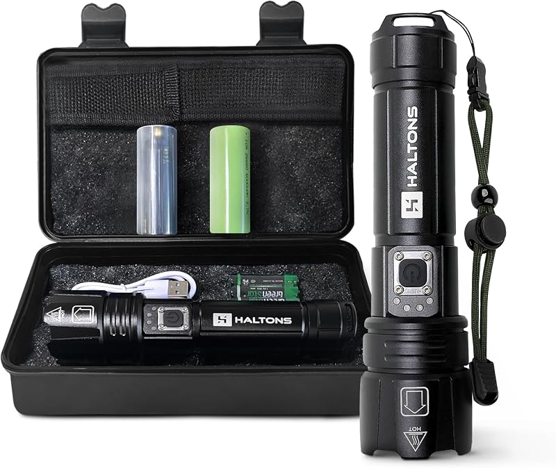 Haltons 10,000 Lumens Rechargeable Torch USB-C Tough Waterproof LED Spotlight