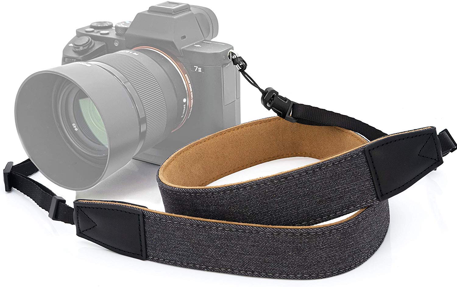 MyGadget Universal Camera Strap Neck - Adjustable Fabric & PU Leather Sling for Digital Instant DSLR Reflex Cameras as Sony Canon Panasonic - Grey