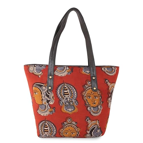 Vivinkaa Ethnic traditional mask print Red Tote bag