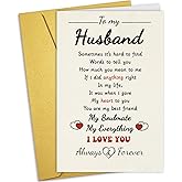 HCIU6YGQ Romantic Happy Valentine's Day Card for Husband, Heartfelt Husband Valentines Day Card Gift from Wife, Sweet Valentines Day Gift for Hubby Partner Men, Double Sided