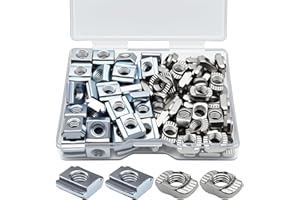 100Pcs 2020 Series M5 Carbon Steel Sliding & Drop-in T-Nuts, 50Pcs Metric Thread Slide-in T-Nut+50Pcs Hammer Head Drop-in T N