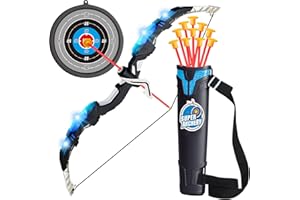 Mililier Kids Bow and Arrow Set,LED Light Archery Set for Kid,Bow and Arrow Toy with 10 Suction Cups Arrows and Adjustable Quiver,Outdoor Archery Toy for 4 5 6 Year Old Boys Girls