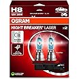 OSRAM Night Breaker Laser H8, +150% More Brightness, Halogen Headlight Bulb, 64212NL-2HB, 12 V Car, Hanging Box (2 Lamps), White