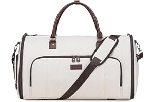 VESSGRA Convertible Garment Bags for Travel, Carry On Garment Duffle Bags for Women, Garment Bag with Shoes Compartment, 2 in 1 Travel Suit Bag with Detachable Shoulder Strap-Beige