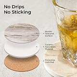 LIFVER Coasters for Drinks Absorbent 6 Pcs Marble Style Cork Backing view 3